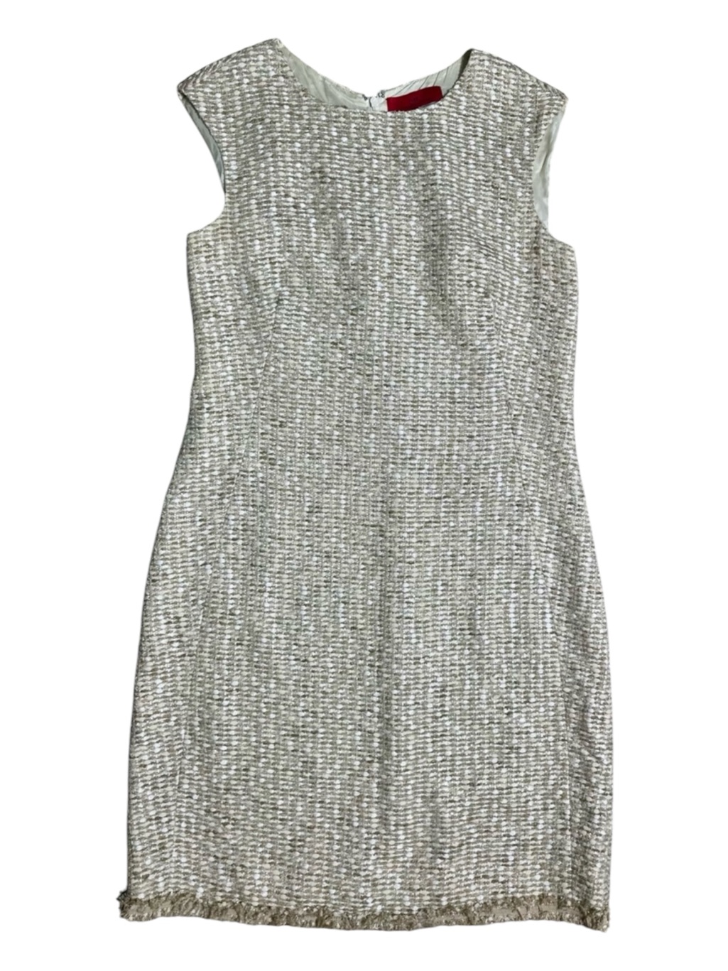 Carolina Herrera Tweed Dress Gold & Cream Size Medium